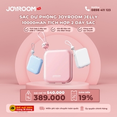 Sạc dự phòng Joyroom Jelly Series 22.5W Power Bank 10000mAh tích hợp 2 dây sạc USBC + iPhone