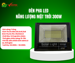 Đèn Pha Led Năng Lượng Mặt Trời 300W ( Vỏ Nhôm )