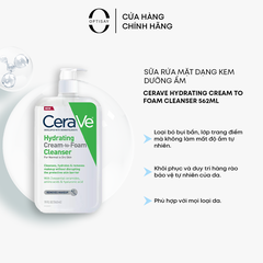 [Bản Mỹ 562ml] Sữa rửa mặt Cerave Hydrating Cream to Foam Cleanser cho da thường tới da khô CERAVESRM01