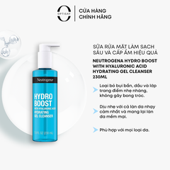 Sữa rửa mặt Neutrogena Hydro Boost with Hyaluronic Acid Hydrating Gel Cleanser 230ml làm sạch sâu và cấp ẩm cho mọi loại da