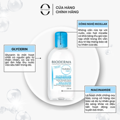 Dung dịch tẩy trang Bioderma Hydrabio H2O Moisturising Micellar Water makeup remover 250ml dành cho da khô BDRMKR02