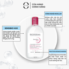 Dung dịch tẩy trang Bioderma Sensibio H2O Micellar Water makeup remover 500ml dành cho da nhạy cảm BDRMKR03