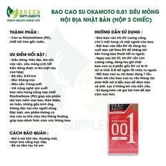 Bao Cao Su Okamoto 0.01 Siêu Mỏng Nội Địa Nhật Bản (hộp 3 chiếc)