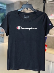 Áo Champion Nữ màu đen Logo in