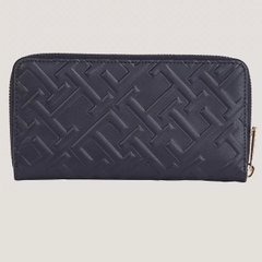 Ví Tommy Hilfiger Iconic Large Zip Wallet Mono Space Blue AW15272 400