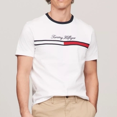 Áo Tommy Hilfiger Script Flag Logo Thêu White 78JA946 110