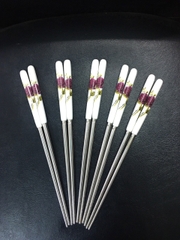 ĐŨA KHẢM HOA INOX -CÁN SỨ 5 ĐÔI