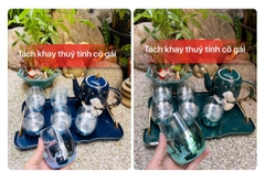 BỘ TRÀ KHAY SỨ TÁCH THUỶ TINH CÔ GÁI