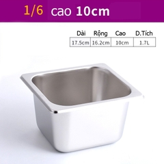 Khay inox 1/6 cao 10cm