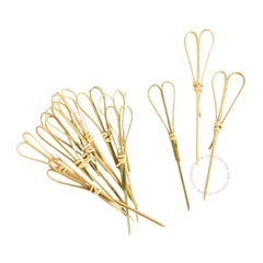 Tăm tre xiên trái cây trái tim màu tự nhiên 100 chiếc, 12cm
