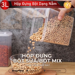 Hộp đựng bột, bột mix dạng nằm nắp bật 3L