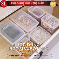 Hộp đựng bột, bột mix dạng nằm nắp bật 3L