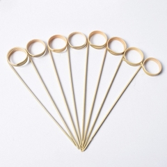 Tăm tre  xiên trái cây đuôi tròn màu tự nhiên 100 chiếc, 12cm