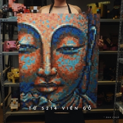 Tranh Pixel Gỗ Chân Dung Phật khổ lớn 79x66 cm (Chill)