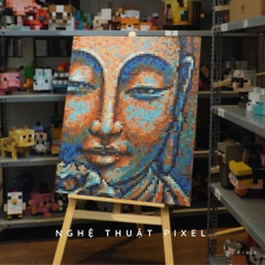 Tranh Pixel Gỗ Chân Dung Phật khổ lớn 79x66 cm (Chill)