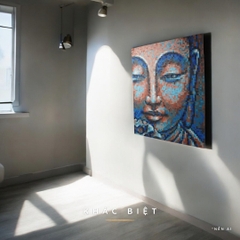 Tranh Pixel Gỗ Chân Dung Phật khổ lớn 79x66 cm (Chill)