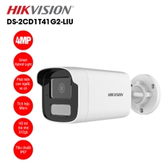 CAMERA HIKVISION DS-2CD1T41G2-LIU 4MP THÂN (SÁNG KÉP,IR50M,MICRO) VAT
