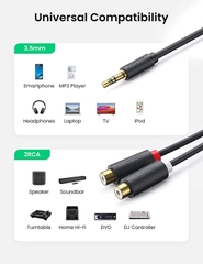 Cáp chuyển đổi Audio 3.5mm to 2 đầu RCA chính hãng Ugreen 10562