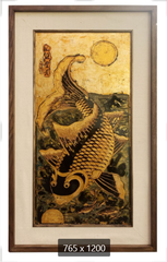 TRANH SƠN MÀI CÁ CHÉP TRÔNG TRĂNG