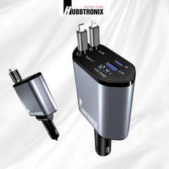 HubbSmart TS04. Tẩu Sạc Ôtô Đa Năng 4 trong 1- Có dây rút – Sạc Nhanh 120W  Cho Điện Thoại, Laptop, Và Máy Ảnh
