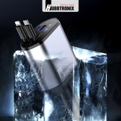 HubbSmart TS04. Tẩu Sạc Ôtô Đa Năng 4 trong 1- Có dây rút – Sạc Nhanh 120W  Cho Điện Thoại, Laptop, Và Máy Ảnh