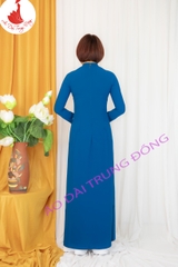 Áo dài màu xanh cổ vịt cổ 2.5cm vải Lụa Hồng Ngọc