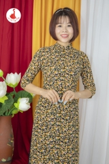 Áo dài hoa nhí cổ cao vải Von Hàn