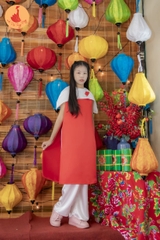 Set cách tân vải Tapta màu đỏ