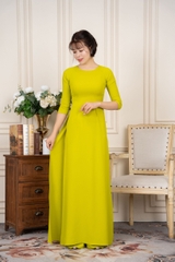 Áo dài  vàng 81 trơn cổ tròn vải Lụa Hồng Ngọc