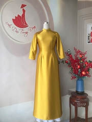 Áo dài lụa ruby trơn cổ 2,5cm/ Áo dài Trung Đồng