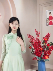 Set Áo dài cách tân tơ óng kết 1 bông hoa/ Áo dài Trung Đồng