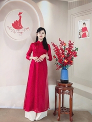 Set Áo dài cách tân tơ óng kết 1 bông hoa/ Áo dài Trung Đồng