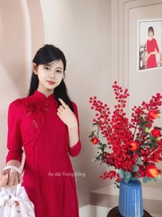 Set Áo dài cách tân tơ óng kết 1 bông hoa/ Áo dài Trung Đồng