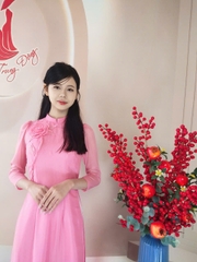 Set Áo dài cách tân tơ óng kết 1 bông hoa/ Áo dài Trung Đồng