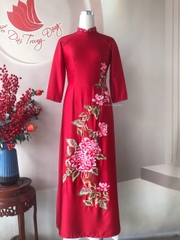 Áo dài mẹ chất vải lụa Ruby cao cấp thêu hoa vi tính/ Áo dài Trung Đồng