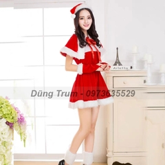 Bộ váy hóa trang Noel nữ, trang phục Noel nữ chất liệu nhung siêu đẹp DT36
