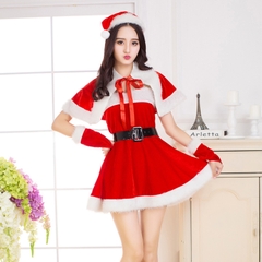 Bộ váy hóa trang Noel nữ, trang phục Noel nữ chất liệu nhung siêu đẹp DT36