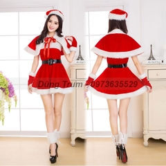 Bộ váy hóa trang Noel nữ, trang phục Noel nữ chất liệu nhung siêu đẹp DT36