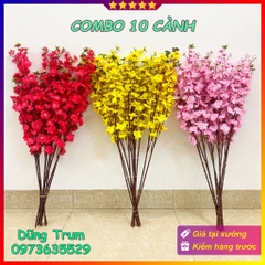 Cành mai giả cành đào giả cao 1m trang trí Tết cực đẹp (Combo 10 cành)