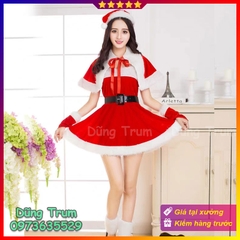 Bộ váy hóa trang Noel nữ, trang phục Noel nữ chất liệu nhung siêu đẹp DT36