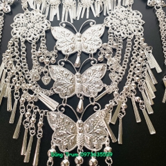 Vòng cổ dân tộc tam hồ điệp chất liệu hợp kim bạc sáng, kiềng dân tộc siêu đẹp DT016