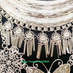 Vòng cổ dân tộc tam hồ điệp chất liệu hợp kim bạc sáng, kiềng dân tộc siêu đẹp DT016