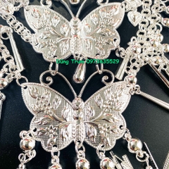 Vòng cổ dân tộc tam hồ điệp chất liệu hợp kim bạc sáng, kiềng dân tộc siêu đẹp DT016