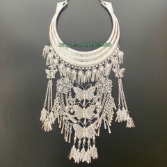 Vòng cổ dân tộc tam hồ điệp chất liệu hợp kim bạc sáng, kiềng dân tộc siêu đẹp DT016