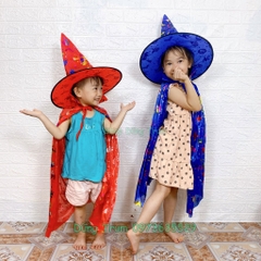 Áo choàng phù thủy Halloween kèm mũ cho bé trai, bé gái hóa trang Halloween
