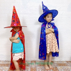 Áo choàng phù thủy Halloween kèm mũ cho bé trai, bé gái hóa trang Halloween
