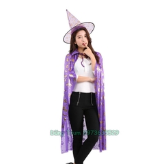 Áo choàng phù thủy kèm mũ hóa trang Halloween siêu đẹp