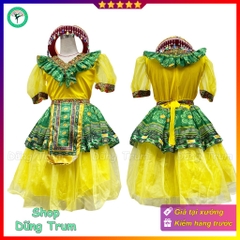 Trang phục dân tộc Mông phối 2 màu xanh vàng, váy dân tộc H'mông