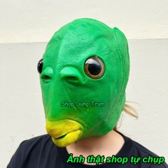 Mặt nạ đầu cá xanh lá đội đầu hài hước troll đủ màu, mặt nạ xanh cá chép bằng silicon hoá trang Hallowen