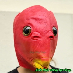 Mặt nạ đầu cá xanh lá đội đầu hài hước troll đủ màu, mặt nạ xanh cá chép bằng silicon hoá trang Hallowen